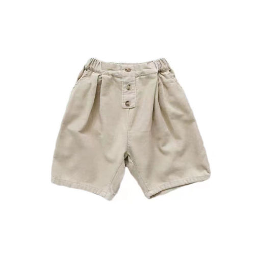 2023 spring children's corduroy five-point pants Korean version of boys and girls corduroy casual pants baby pants loose and comfortable