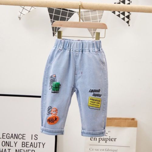 Boys' jeans summer thin section 2023 new foreign style children's pants middle and small children's baby loose casual pants
