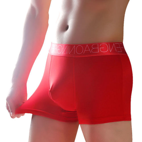 2 packs of zodiac year big red ice silk men's underwear red thin breathable wedding square boxer red men's shorts