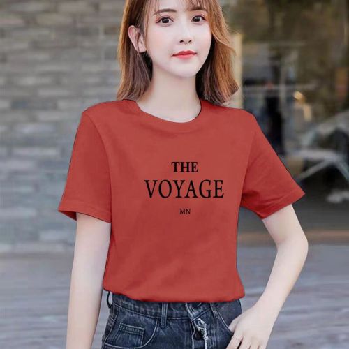 100% cotton short-sleeved t-shirt women's summer new large size loose top bottoming shirt