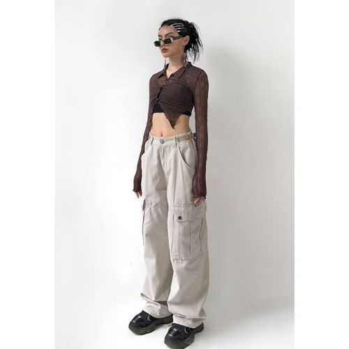 American retro sports overalls for men and women summer thin straight casual pants loose high waist all-match wide-leg pants