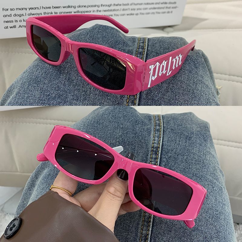 Sweet and spicy pink sunglasses female 2023 new European and American ins net red punk style sunglasses street convex shape glasses