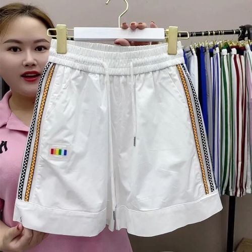 European goods  summer new style outerwear straight white shorts female loose slim high waist casual wide leg hot pants