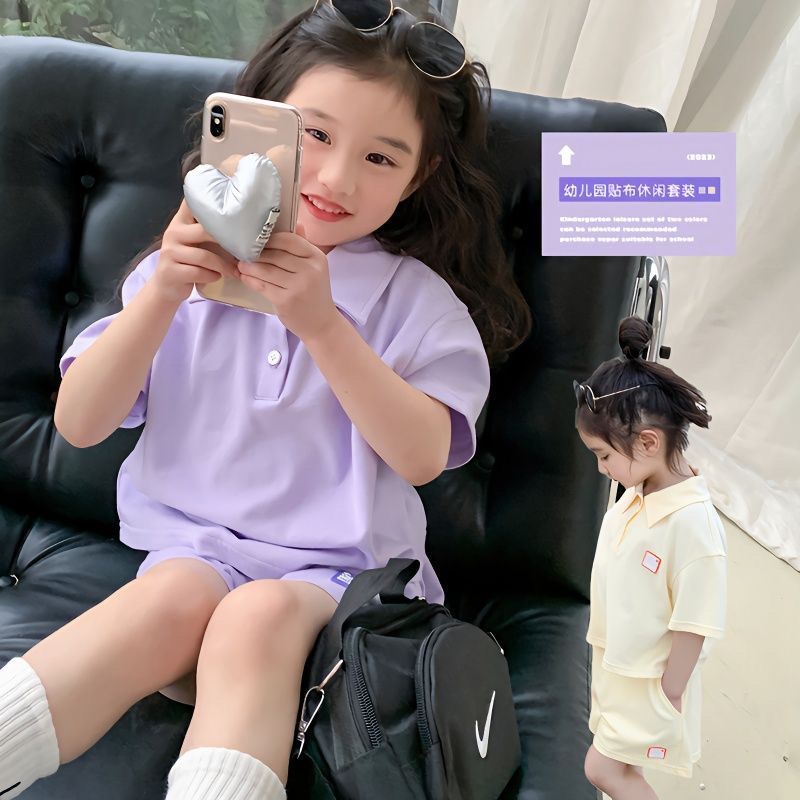Girls' suit 2023 summer new children's fashionable sports and leisure two-piece suit trendy baby foreign style sweet clothes