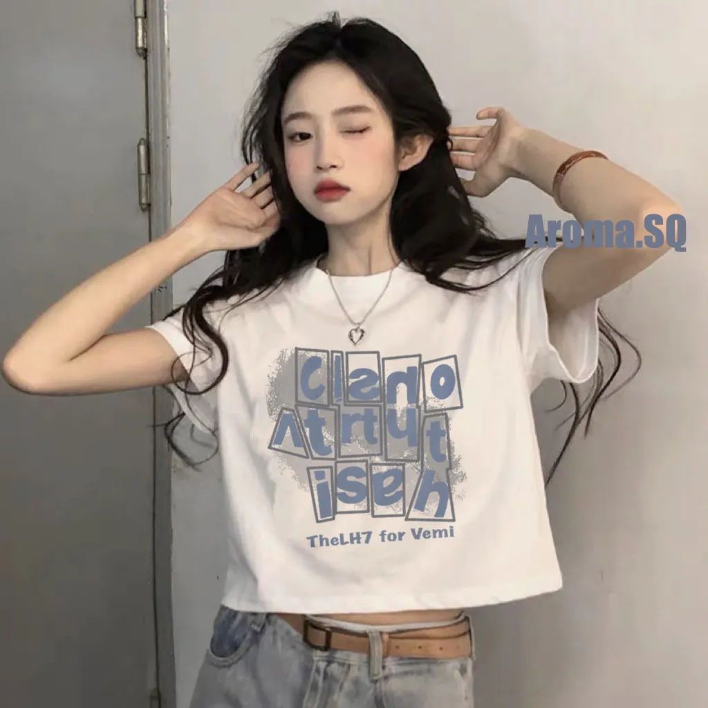 100% pure cotton summer new super hot net red short T-shirt female ins loose all-match thin short-sleeved top female trendy