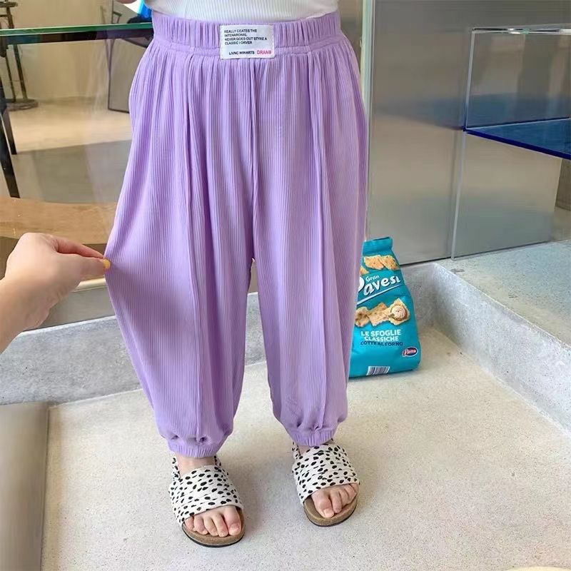 Children's new ice silk anti-mosquito pants 2023 summer thin section boys and girls casual sports trendy pants female baby shaking pants