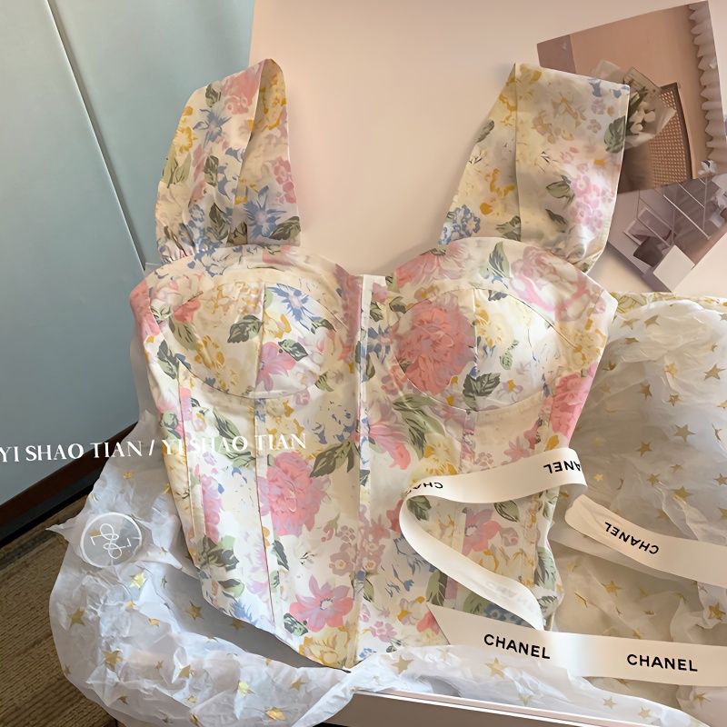 French Pure Desire Floral Camisole Women's Summer 2023 New Slim and Thin Wearing Sweet and Spicy Tops
