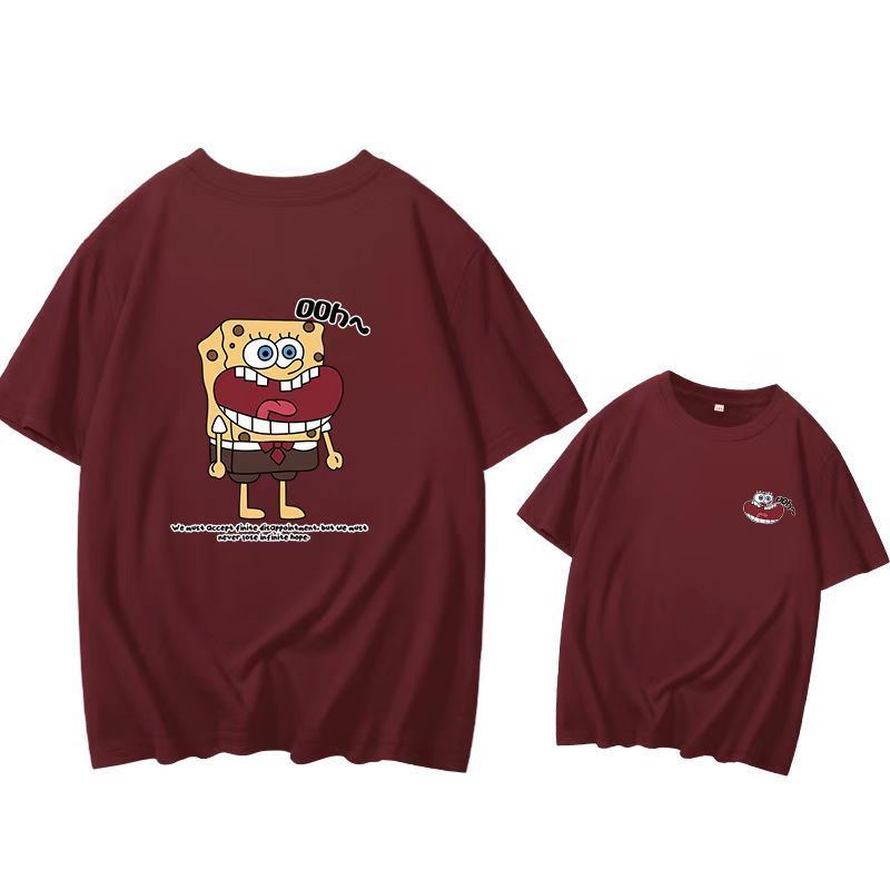 SpongeBob SquarePants printed cotton t-shirt women's short-sleeved 2023 summer new loose ins trendy thin half-sleeved top
