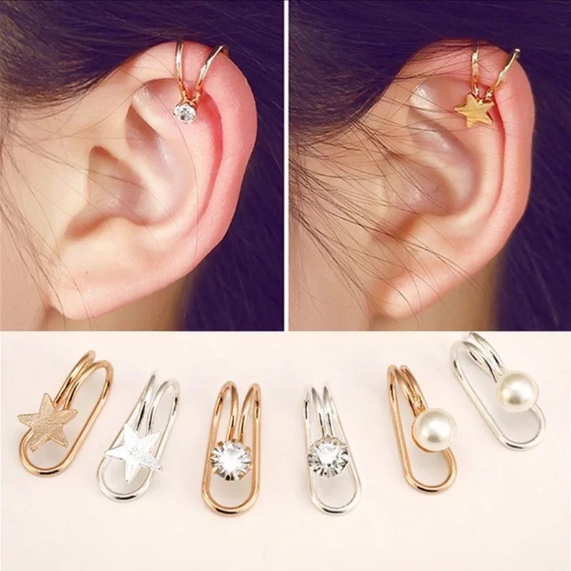 Korean version of ear clip without ear piercing, female student, girlfriend, ear bone clip, cute couple ear buckle, simple net red earrings, earrings, earrings