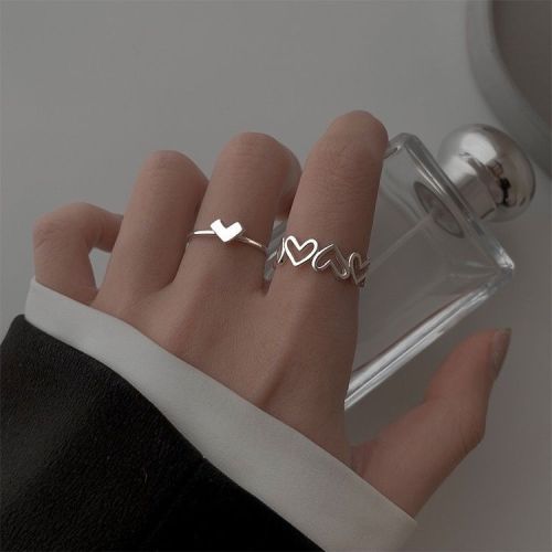 Hollow love ring female open ring niche design feeling ins trendy cold wind female index finger personality fashion ring