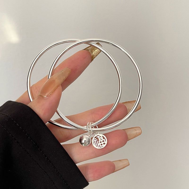 Fu brand bell bracelet double ring female niche bracelet ins does not fade niche design high-level sense of temperament simple