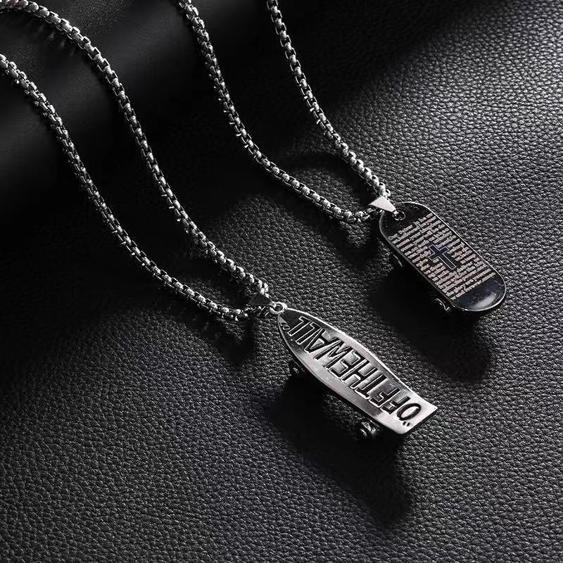 Internet celebrity small skateboard with wheels necklace couple girlfriends hip hop all-match pendant men and women trend students fashion pendant