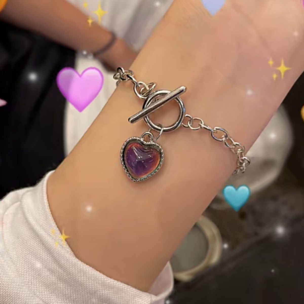 Temperature-sensitive color-changing love bracelet for female students, niche design, high-level sense, couples, girlfriends, birthday, graduation gift bracelet