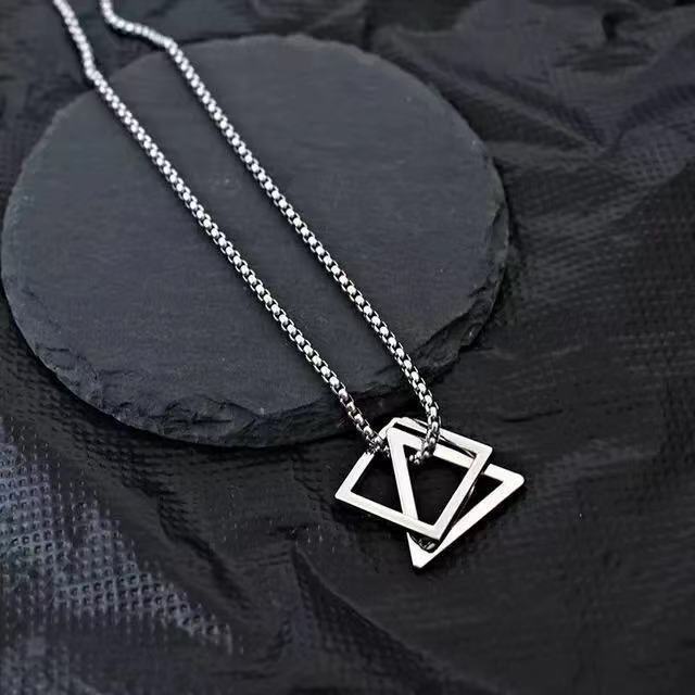 Triangle square net red necklace simple men and women all-match students hip-hop trend couple girlfriends pendant spare chain