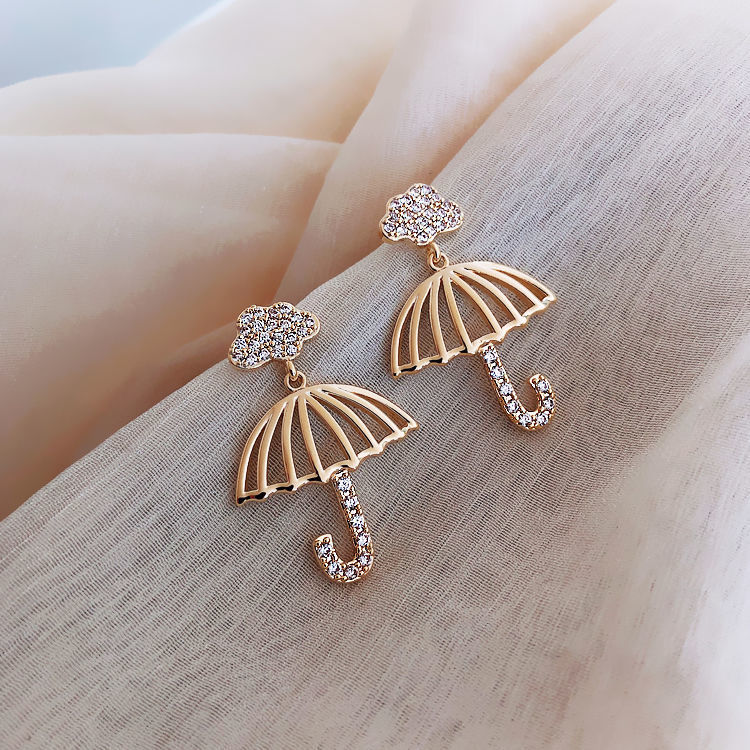 Umbrella earrings 925 silver needle earrings female simple 2021 new trendy small earrings net red earrings jewelry temperament