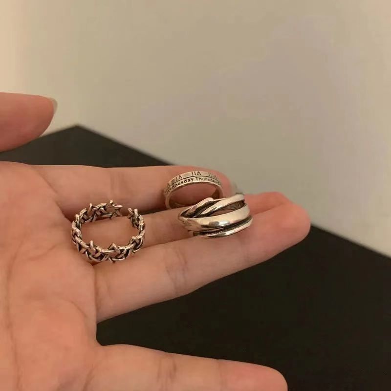 Retro simple all-match old Roman numeral ring female Korean version student hip-hop ins tide opening index finger ring