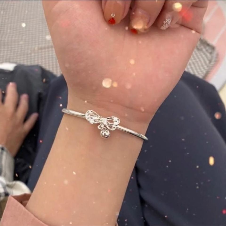 Bracelet Student Silver Bowknot Bell Girlfriend Hand Decoration Sweet Small Fresh Student Bracelet Fugitive Princess Gift