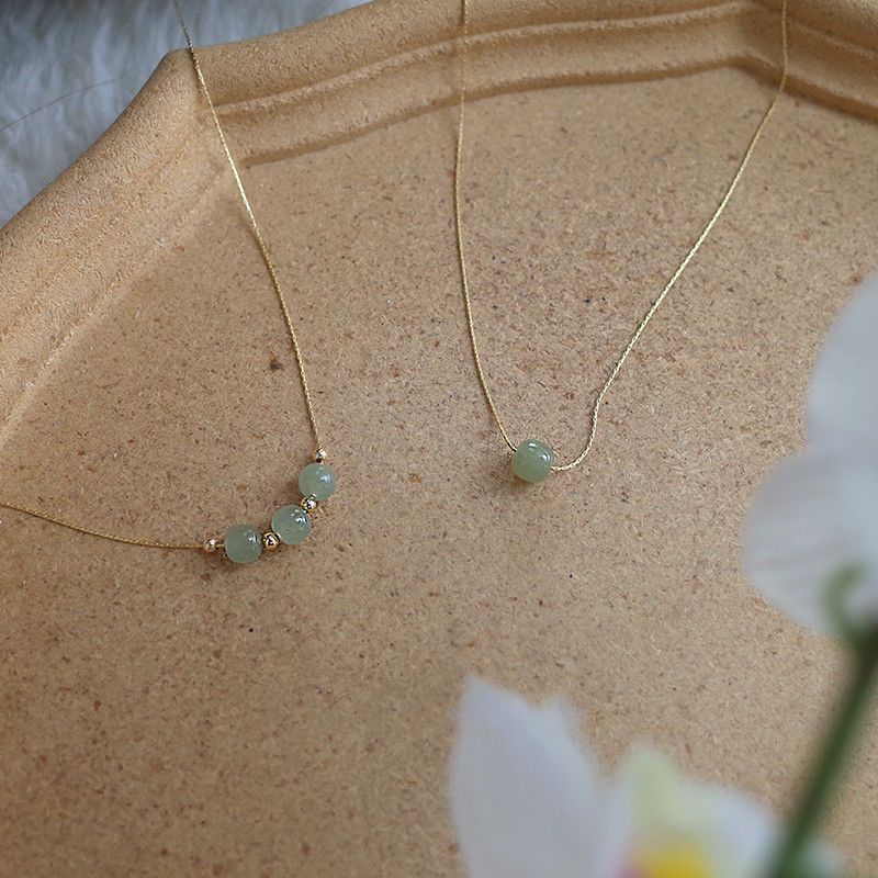Jade transfer bead necklace women's summer niche cold wind 2021 new light luxury high-end pendant clavicle chain trend