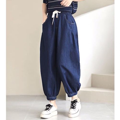 Girls' jeans  summer new style middle and big children's loose bloomers Harem pants casual nine-point trousers