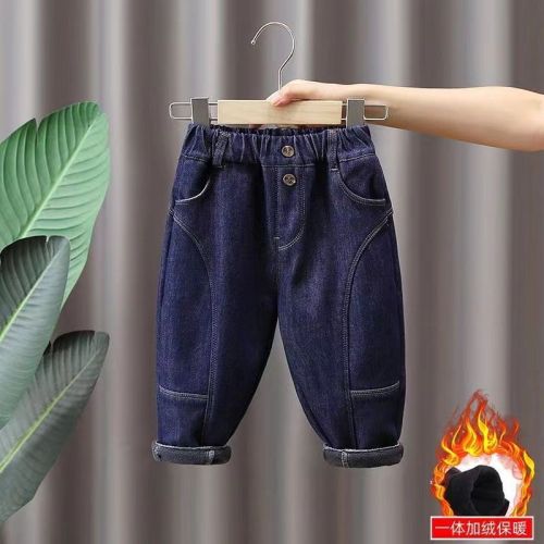 Children's clothing, boys' jeans, children's foreign style, all-match outerwear, long pants, children's baby soft material elastic pants