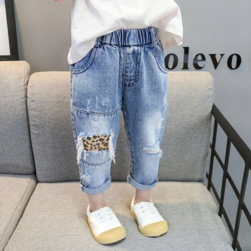 Girls Spring and Autumn Jeans Western Style Korean Fashionable Spring Dress 2023 New Children's Children's Loose Boys' Pants