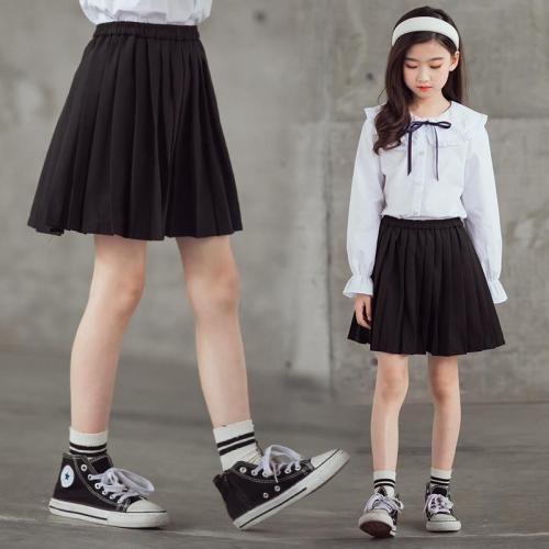Girls pleated skirt black skirt skirt spring and autumn new fashion Korean version of children's big boy spring skirt