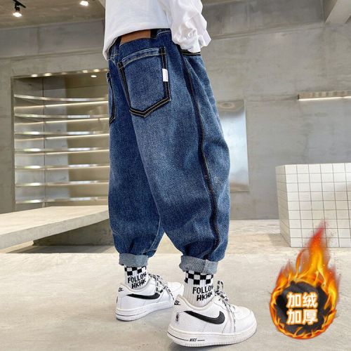 Boys' jeans spring, autumn and winter  new foreign style children's casual pants fat boys daddy pants big boys all-match