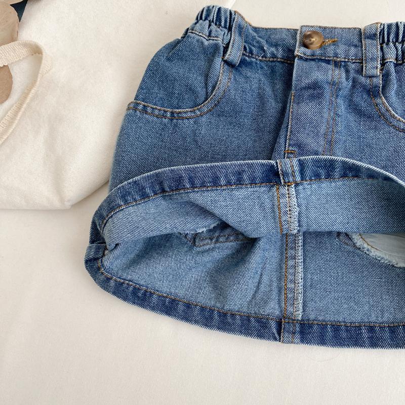 Girls denim skirt 2023 new foreign style children's summer A-line skirt package hip skirt Korean version of children's skirt