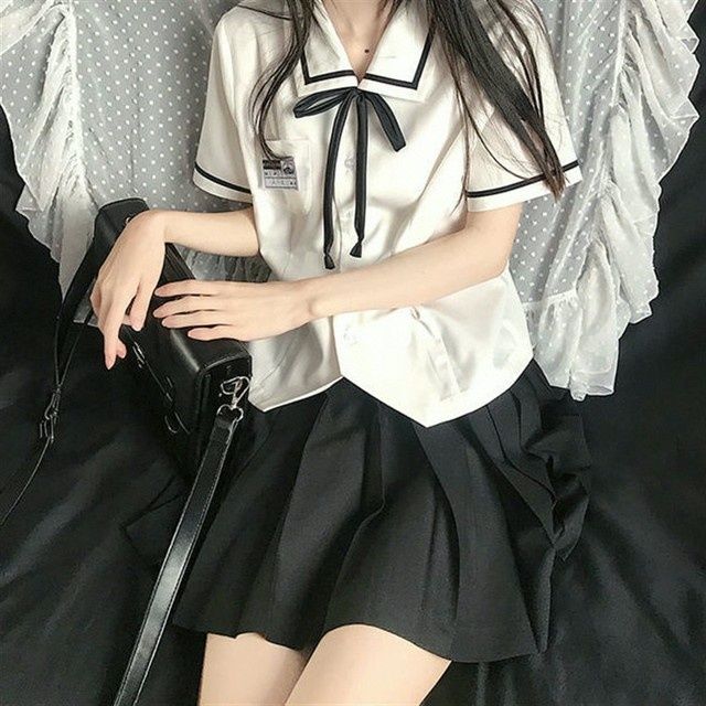 JK uniform new summer college style short thin shirt tops all-match Japanese female high school students school supply short-sleeved