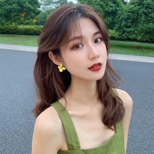 Korean version of net red fresh flowers hypoallergenic earrings female students simple fashion temperament all-match personality earrings