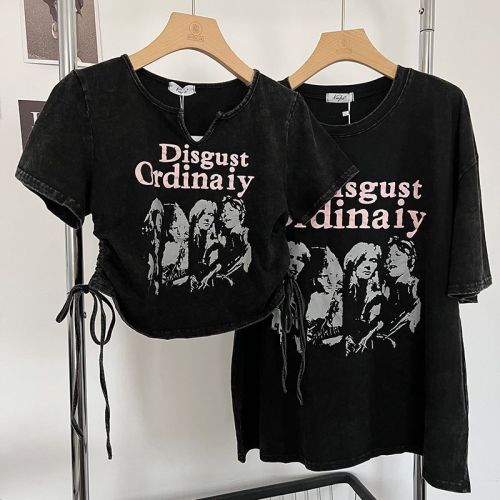 American short-sleeved T-shirt female summer 2023 new student Korean version loose couple outfit short top hot girl ins tide