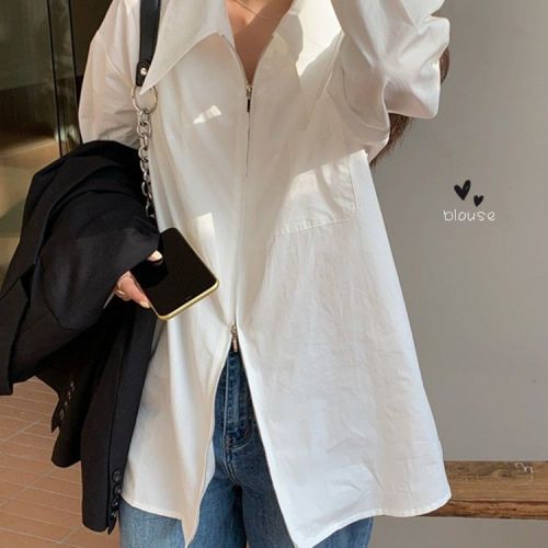 High-end white shirt women's spring and autumn new Korean version loose design sense niche shirt with long-sleeved top
