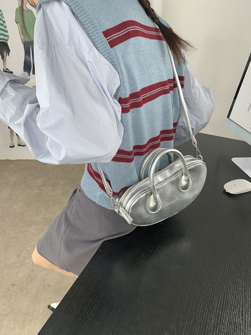 Feifei homemade bag women 2023 new Korean version of the trendy brand silver all-match fashion one-shoulder portable Messenger baguette