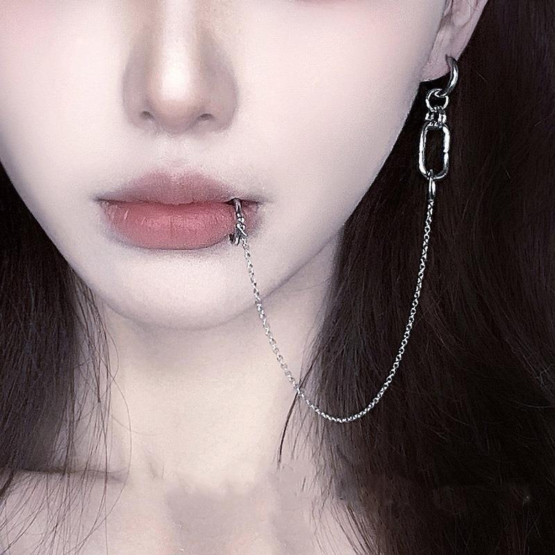 No hole lip clip one-piece earrings net red cold style abstinence personality earrings without piercing lip ring earrings Europe and the United States