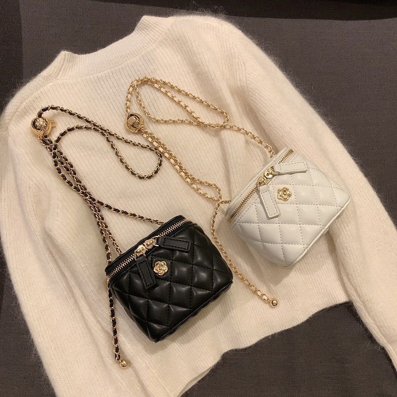 Secret Garden Camellia Rhombus Chain Box Small Bag Girl Summer Mini Shoulder Messenger Bag 2022 New Trend