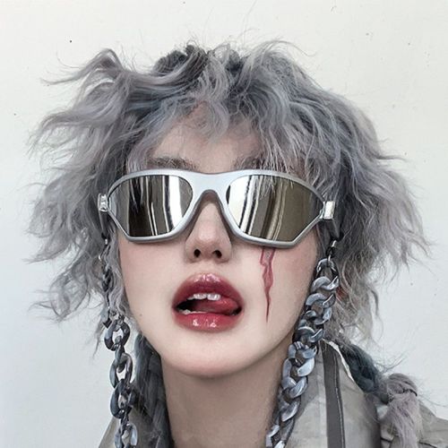 y2k Millennium-style shaped sunglasses for men and women trendy net red street shooting cyberpunk one-piece riding sunglasses ins