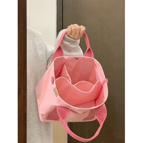 Tote bag women's new original Japanese multi-layer canvas bag simple bento bag portable shoulder Messenger bag