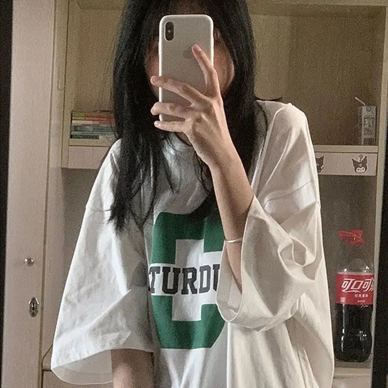 Minority half-sleeved Korean T-shirt women's loose ins Harajuku style student mid-length tide short-sleeved top