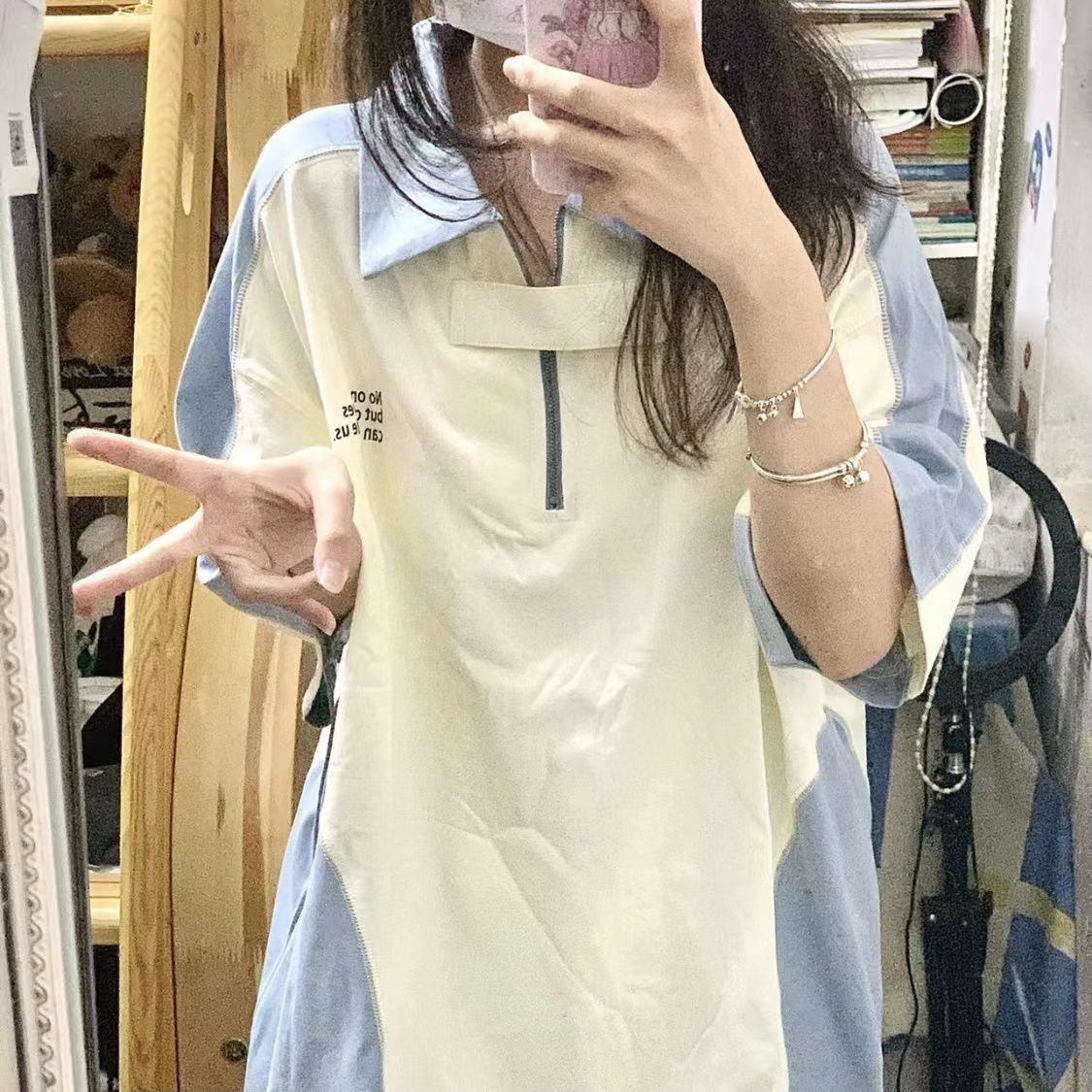 Very summer [juvenile feeling polo shirt] Harajuku BF wind net red lapel short-sleeved t-shirt female ins super hot clothes
