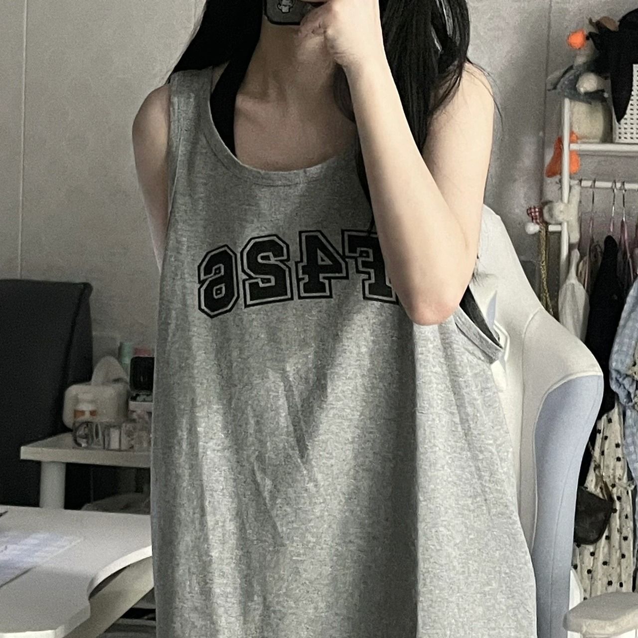 Summer street new sleeveless t-shirt letter printing national tide retro vintage sports camisole top tide