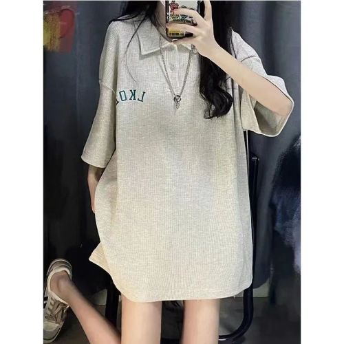 Hong Kong style retro lapel pure desire to show white [polo shirt] short-sleeved T-shirt female college style ins super hot loose hot girl