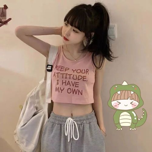Hot girl camisole women's inner wear design sense summer letters self-cultivation bottoming ins short upper clothes outer wear tide
