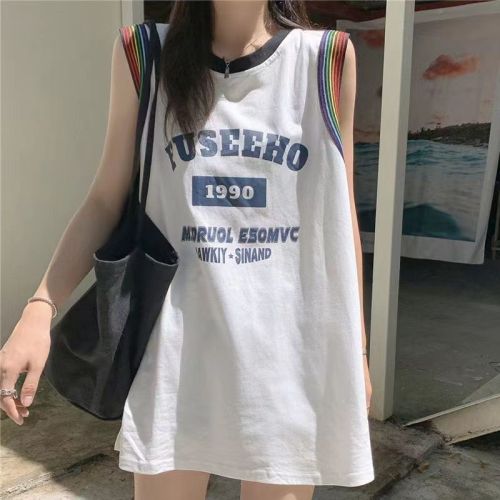 American basketball uniform sleeveless sports vest female summer wear loose ins street style design hot girl t-shirt top