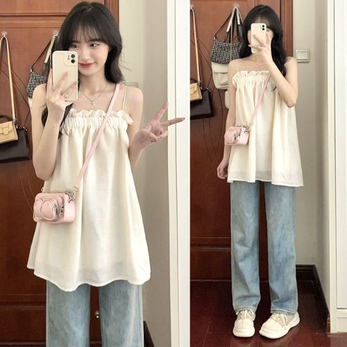 Pure desire sexy babes thin belt tube top women's spring and summer new loose outer wear small camisole with wooden ears