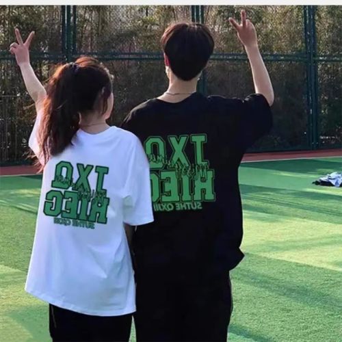  summer new Korean version loose short-sleeved t-shirt male and female couple students national tide loose printed top