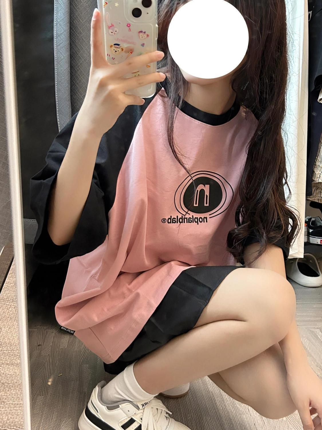 I really love raglan sleeves!!! [Stitching design] Harajuku BF style short-sleeved t-shirt female INS Korean version top