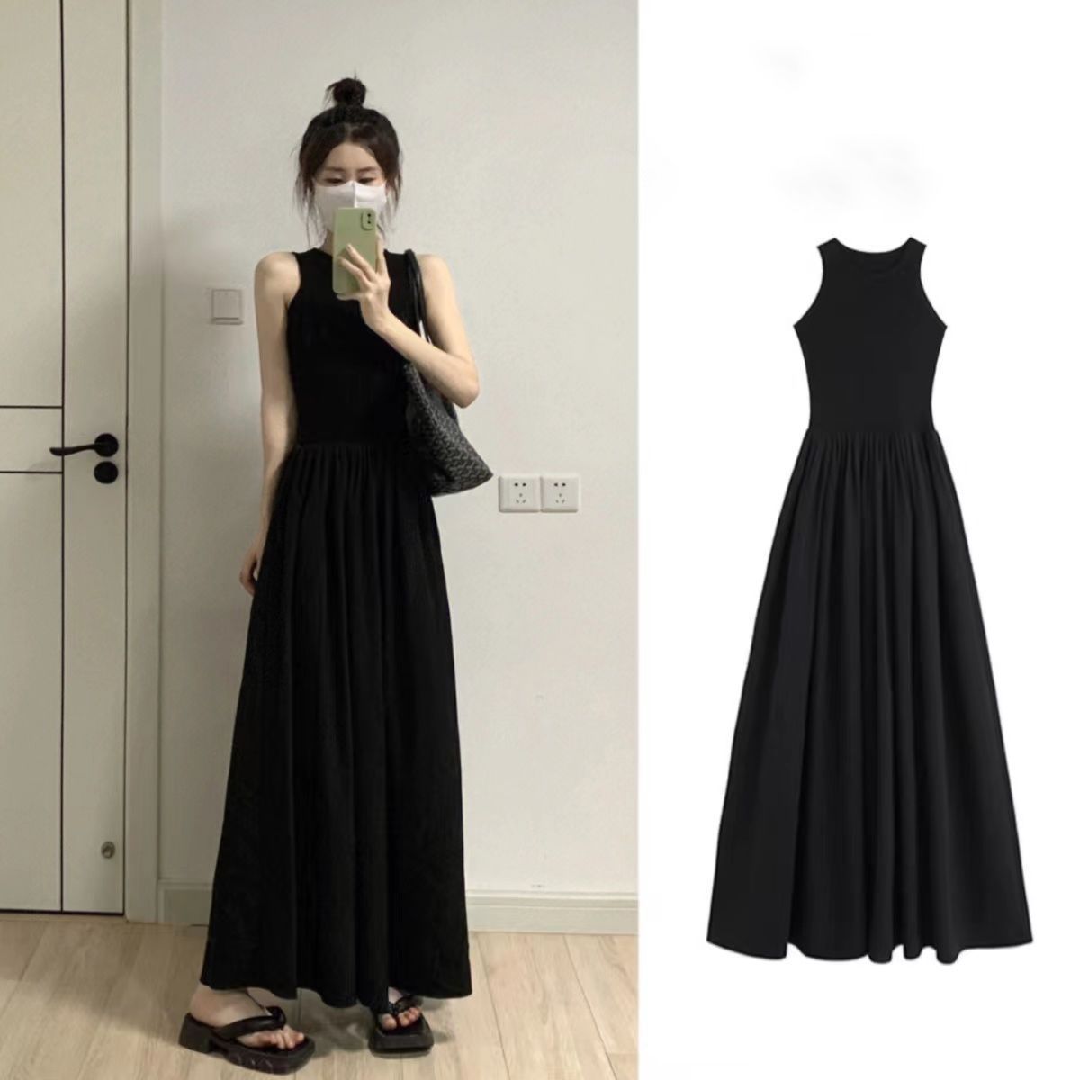 High-end black suspender dress female summer 2023 new royal sister style sleeveless vest skirt a word little black dress
