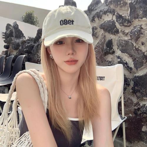 Korean curved brim hat women's baseball cap summer thin section 1980 soft top face small peaked cap male 2022 new trend