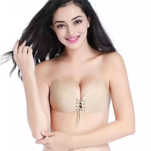 Shoulder strap pull-up bra silicone bra wedding dress for female students wedding dress chest stickers nipple stickers gathered non-slip invisible