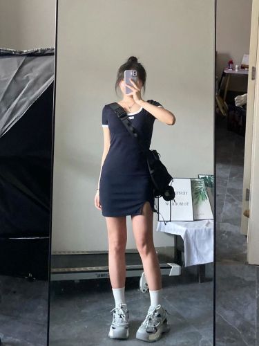 Pure desire bowknot dress female 2023 summer new sexy slimming sweet hot girl small bag hip skirt